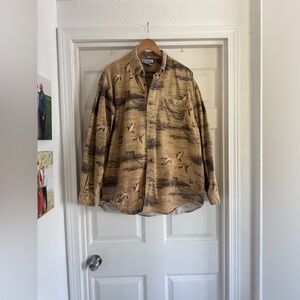 Columbia River Lodge Mallard Duck Longsleeve Button Down, Size Large